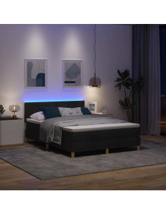 Letto a Sorgente LED con strisce LED Nero 140 x 190 cm Tessuto 2