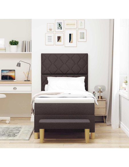 Letto a molle con testiera Marrone Scuro 190 x 90 cm Tessuto