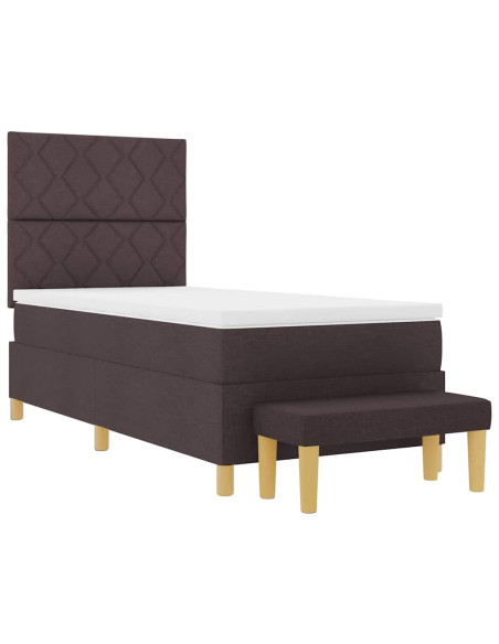 Letto a molle con testiera Marrone Scuro 190 x 90 cm Tessuto