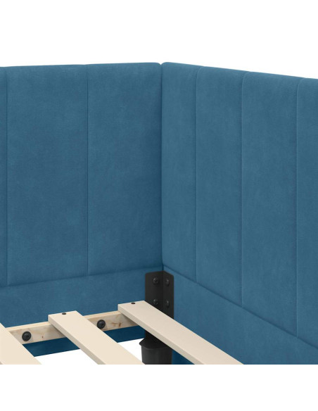 Cornice del letto ad angolo Blu 80 x 200 cm Velluto