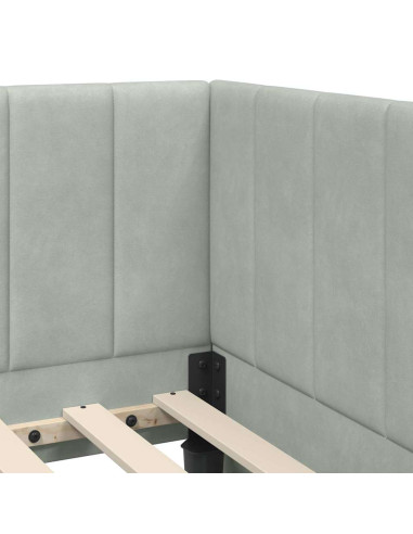 Cornice del letto ad angolo Grigio chiaro 80 x 200 cm Velluto