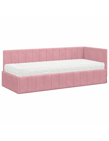 Cornice del letto ad angolo Rosa 80 x 200 cm Velluto