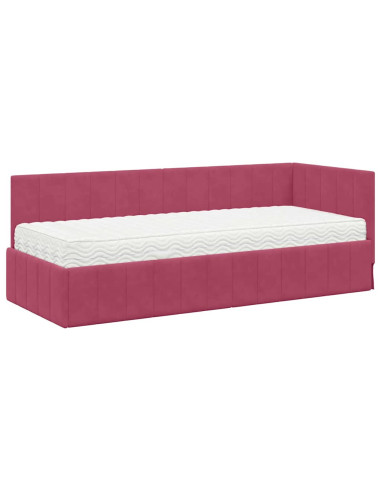 Cornice del letto ad angolo Rosso vino 80 x 200 cm Velluto