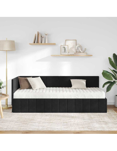 Cornice del letto ad angolo Nero 80 x 200 cm Velluto