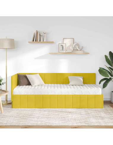 Cornice del letto ad angolo Giallo 80 x 200 cm Velluto