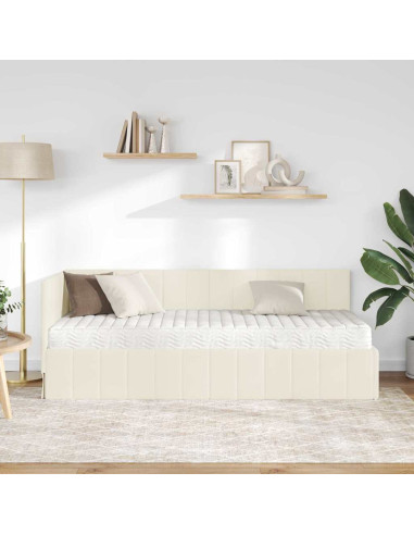 Cornice del letto ad angolo Crema 80 x 200 cm Velluto