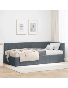 Struttura Letto Angolare con Materasso 2 pcs Grigio Velluto 2