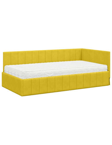 Cornice del letto ad angolo Giallo 90 x 190 cm Velluto