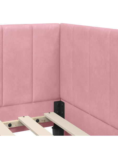 Cornice del letto ad angolo Rosa 90 x 200 cm Velluto