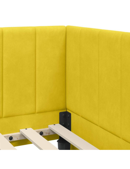 Cornice del letto ad angolo Giallo 90 x 200 cm Velluto