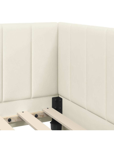 Cornice del letto ad angolo Crema 90 x 200 cm Velluto