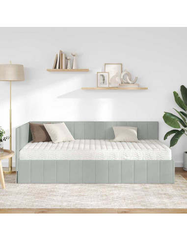 Struttura Letto Angolare con Materasso 2 pcs Grigio chiaro