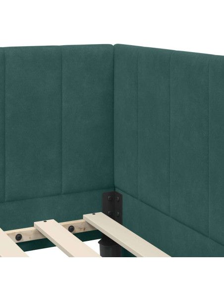 Cornice del letto ad angolo Verde scuro 100 x 200 cm Velluto