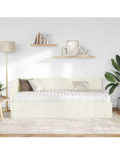 Struttura Letto Angolare con Materasso 2 pz Crema Velluto 2