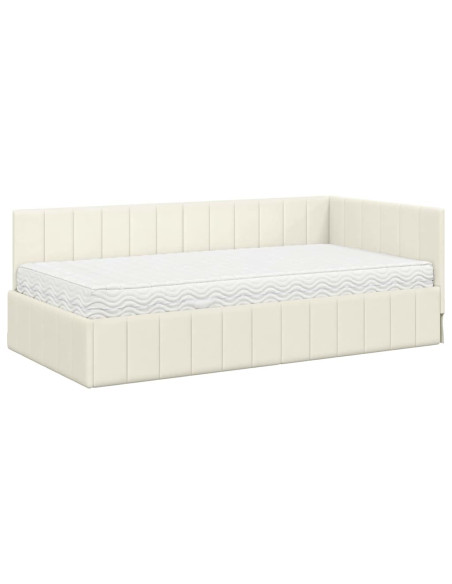 Struttura Letto Angolare con Materasso 2 pz Crema Velluto
