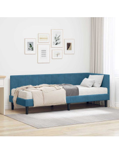 Cornice del letto ad angolo Blu 80 x 200 cm Velluto 2
