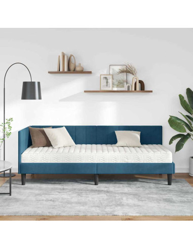 Cornice del letto ad angolo Blu 80 x 200 cm Velluto