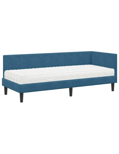 Cornice del letto ad angolo Blu 80 x 200 cm Velluto