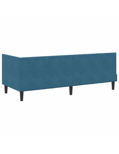 Cornice del letto ad angolo Blu 80 x 200 cm Velluto