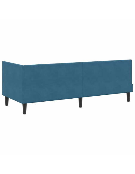 Cornice del letto ad angolo Blu 80 x 200 cm Velluto