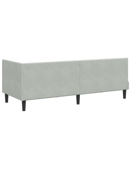 Cornice del letto ad angolo Grigio chiaro 80 x 200 cm Velluto