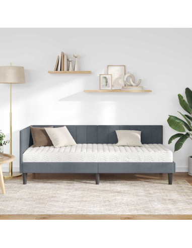 Cornice del letto ad angolo Grigio scuro 80 x 200 cm Velluto