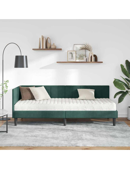 Cornice del letto ad angolo Verde scuro 80 x 200 cm Velluto