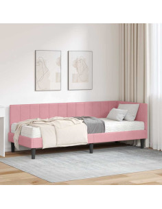 Cornice del letto ad angolo Rosa 80 x 200 cm Velluto 2