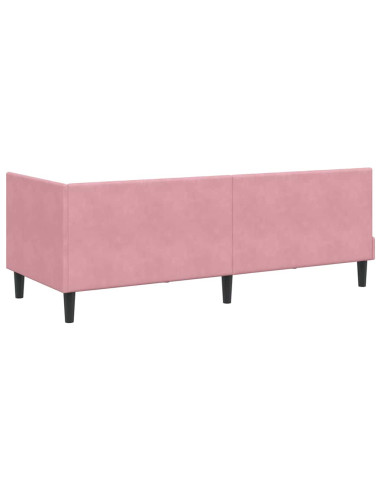 Cornice del letto ad angolo Rosa 80 x 200 cm Velluto