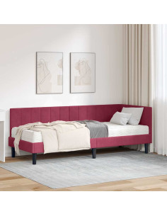 Cornice del letto ad angolo Rosso vino 80 x 200 cm Velluto 2