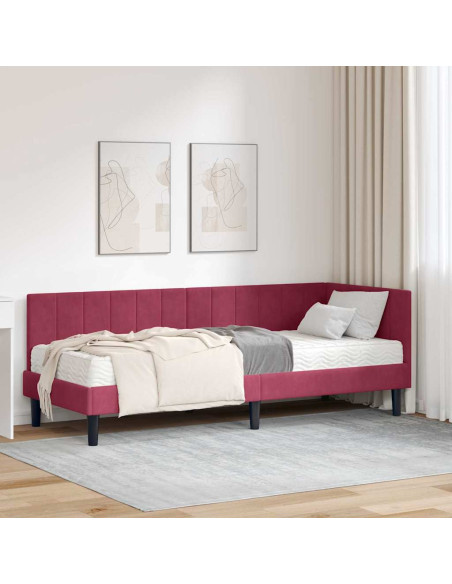 Cornice del letto ad angolo Rosso vino 80 x 200 cm Velluto