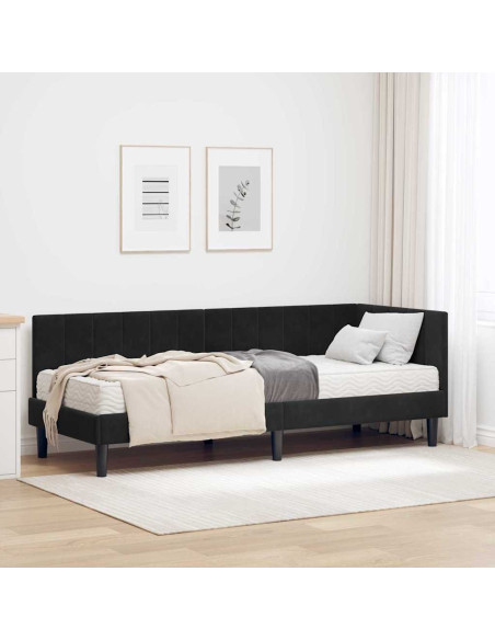 Cornice del letto ad angolo Nero 80 x 200 cm Velluto