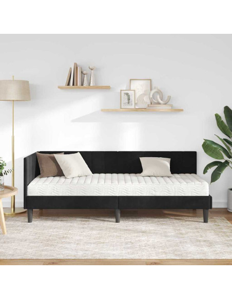 Cornice del letto ad angolo Nero 80 x 200 cm Velluto