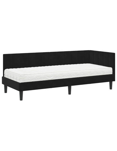 Cornice del letto ad angolo Nero 80 x 200 cm Velluto