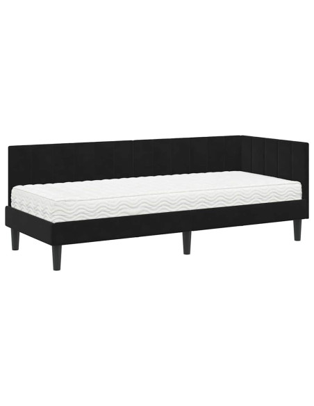 Cornice del letto ad angolo Nero 80 x 200 cm Velluto