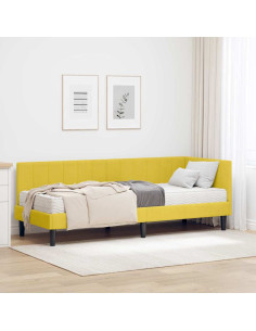 Cornice del letto ad angolo Giallo 80 x 200 cm Velluto 2