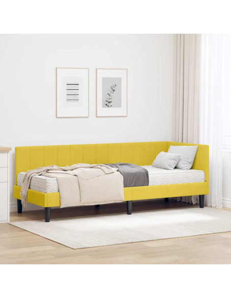 Cornice del letto ad angolo Giallo 80 x 200 cm Velluto