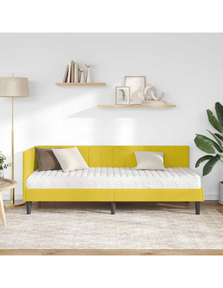 Cornice del letto ad angolo Giallo 80 x 200 cm Velluto