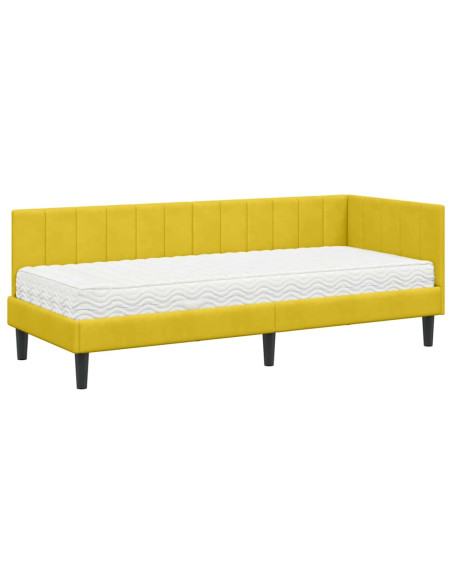 Cornice del letto ad angolo Giallo 80 x 200 cm Velluto