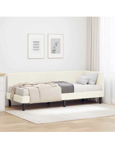 Cornice del letto ad angolo Crema 80 x 200 cm Velluto 2