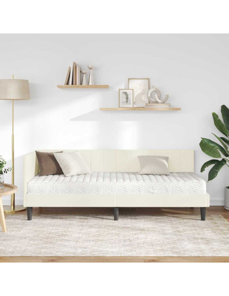 Cornice del letto ad angolo Crema 80 x 200 cm Velluto