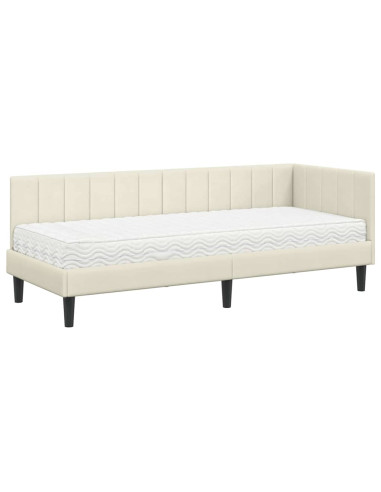 Cornice del letto ad angolo Crema 80 x 200 cm Velluto