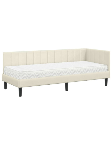 Cornice del letto ad angolo Crema 80 x 200 cm Velluto