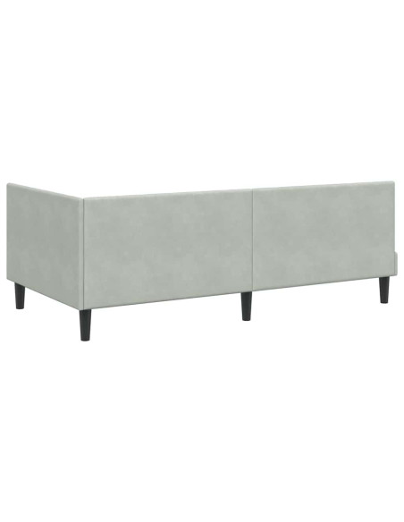 Cornice del letto ad angolo Grigio chiaro 90 x 190 cm Velluto