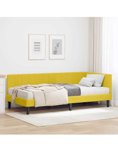 Cornice del letto ad angolo Giallo 90 x 190 cm Velluto 2