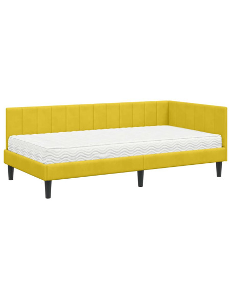 Cornice del letto ad angolo Giallo 90 x 190 cm Velluto