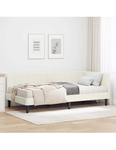 Cornice del letto ad angolo Crema 90 x 190 cm Velluto 2