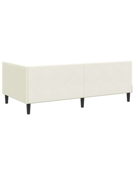 Cornice del letto ad angolo Crema 90 x 190 cm Velluto