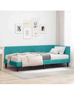 Cornice del letto ad angolo Turchese 90 x 190 cm Velluto 2