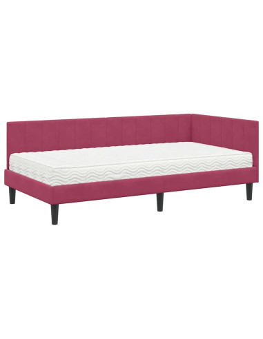 Cornice del letto ad angolo Rosso vino 90 x 200 cm Velluto